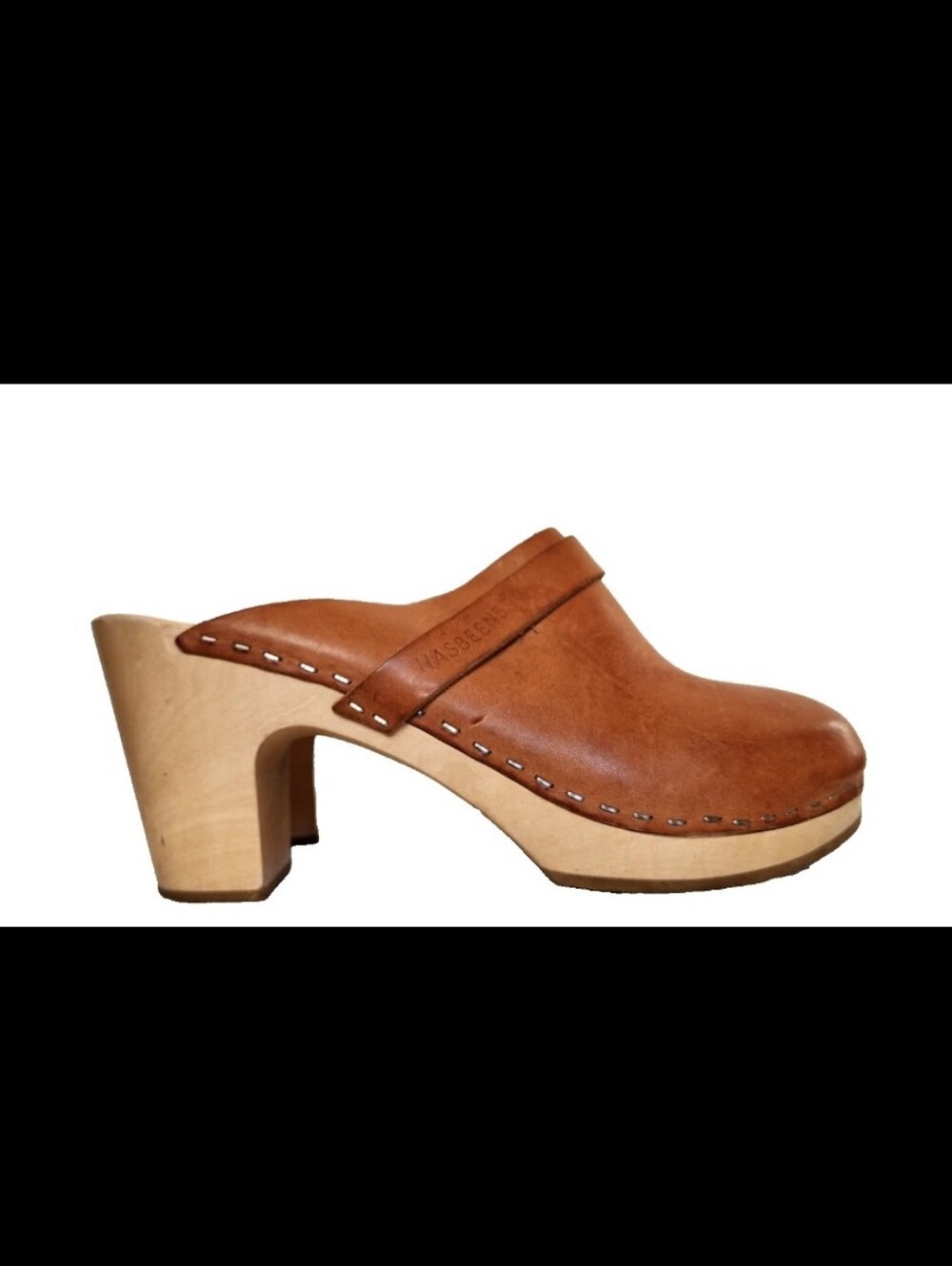 Swedish Hasbeens Brown Natural Leather Slip In Classic Mule Clog sz 40 US 10